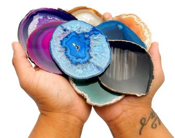 Agate Slices Size 2 or 3 Choose your size, Quantity and Color - Wedding Agate Place Cards Agate Pendants Wire Wrapping Mosaics Crafts