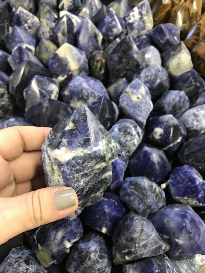 Sodalite Semi Polished Points Beautiful Blues with White Veining Choose By Weight Point-04 image 2