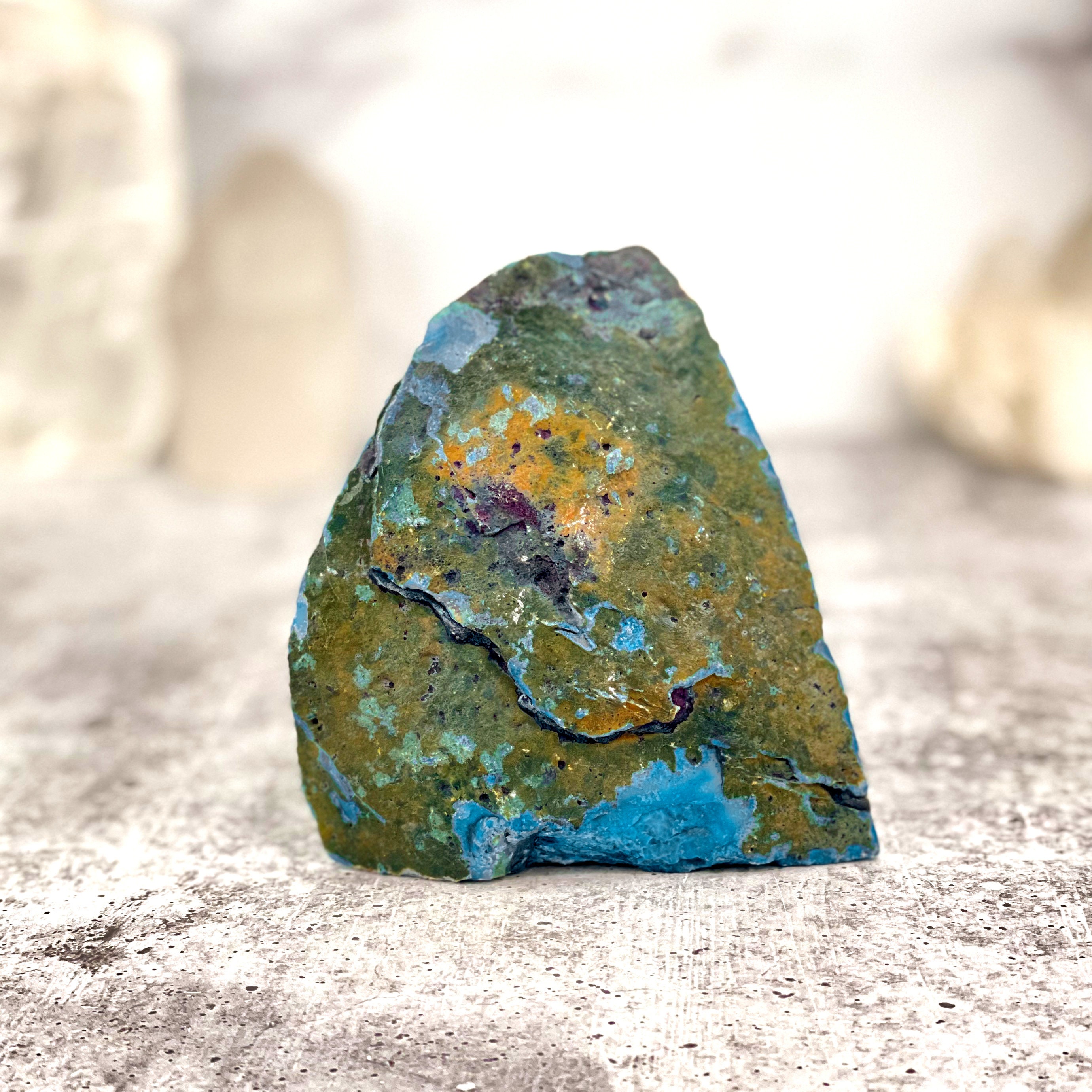 Dyed Teal Agate Cut Base Druzy Rock Formation OOAK | Etsy