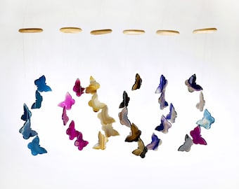 Campanas de viento con forma de mariposa de ágata