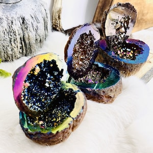 Mystic Rainbow Geode Druzy Box Crystals and Minerals - By Weight