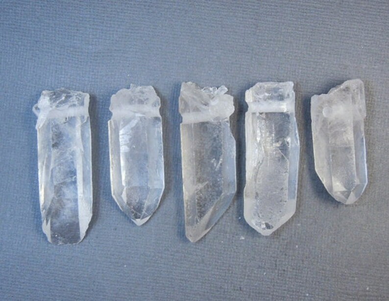 Raw Crystal Quartz Point Drilled BEAD Spike Charm Pendant Etsy