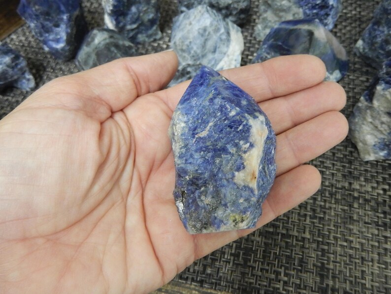 Sodalite Semi Polished Points Beautiful Blues with White Veining Choose By Weight Point-04 image 5