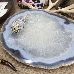 Agate Platter Natural Large Size 23 cm UP Thick Agate Slab Table Setting Home decor & Spiritual Gift HW5-03 image 1