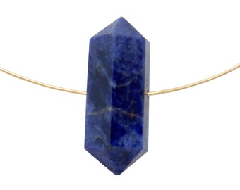 Petite Sodalite Double Terminated Pencil Point - Center Drilled Bead