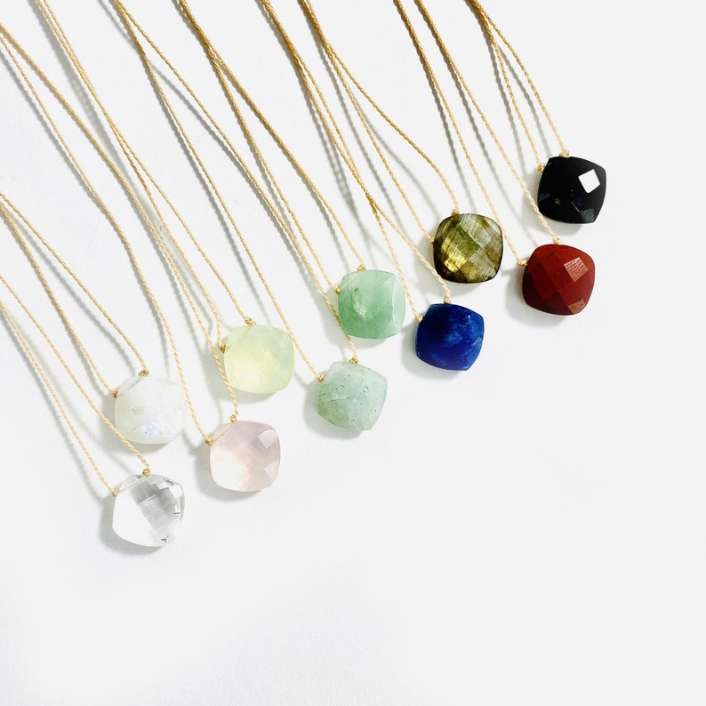 N-DIA Gemstone Diamond Bead Finished Necklaces