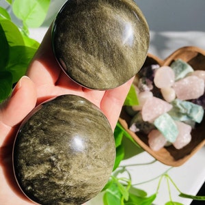 Gold Sheen Obsidian Handschmeichler - runder polierter Stein - Nach Gewicht