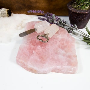 Rose Quartz Slab Platter - Pink Crystal Decor