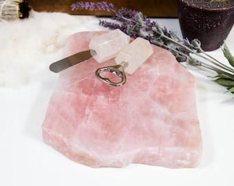 Plato de cuarzo rosa - Decoración de cristal rosa