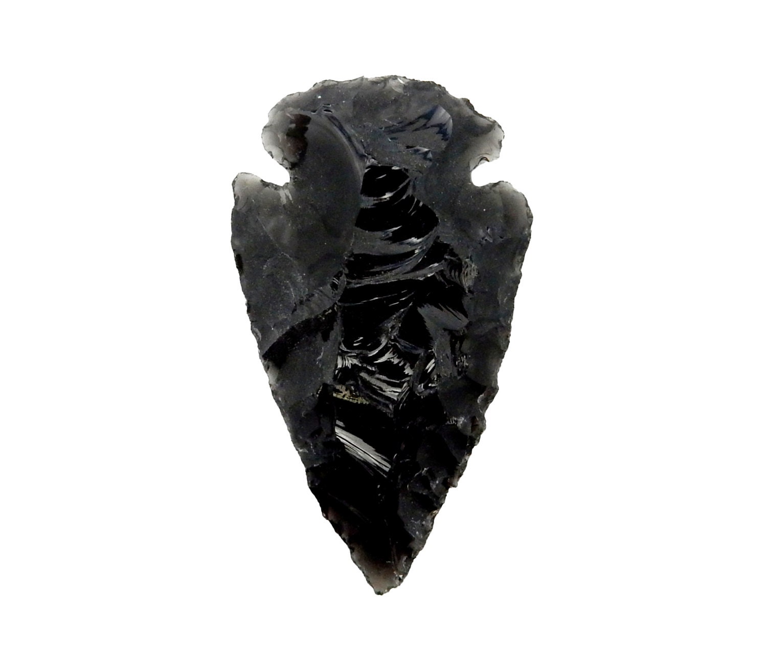 1 Hand Made Black Obsidian Crystal Arrowhead 2 1/4  2 3/4 Inches Long Arrowheads 
