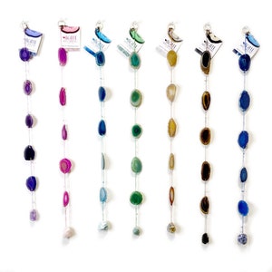 Agate Wall Hanging with Accent Stone on Cotton Cording (WCHM-S2)