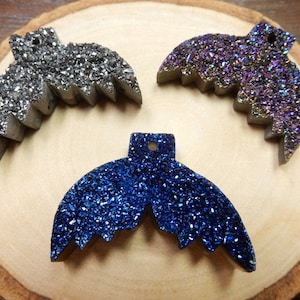 Mystic Druzy Mermaid Tail - Top Center Drilled Cabochon (RK36B7)