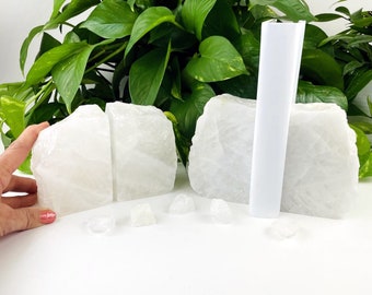 Crystal Quartz Bookend - Crystal Bookends - Stone Book End Pair (BKNDCQ)