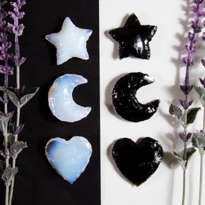 Opalite and Obsidian Heart Moon and Star Shaped 10BROWNSHELF image 1