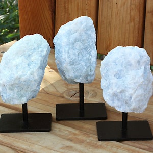Blue Calcite on Metal Stand - Calcite Chunk (RK3-12)