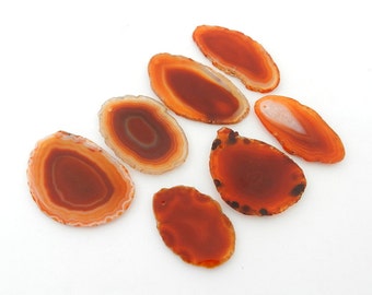 Drilled Agate Slice - Orange Agate Slices Top Drilled Center Bead -- Great for Jewelry (RK185)