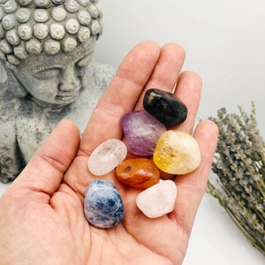 Chakra Tumbled Stones - One (1) Set of Natural 7 Chakra Polished Gemstones Crystals and Minerals