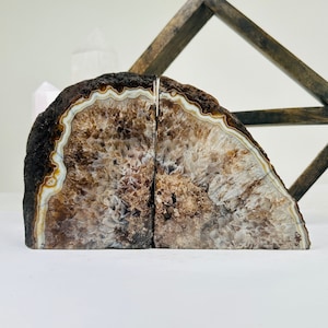 Brown Dyed Agate Crystal Bookends OOAK