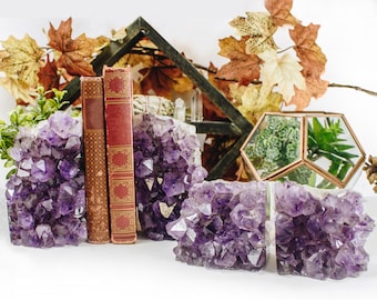 Amethyst Cluster Crystal Bookends - Sold By Size (RK1100-AMBKND) Stone Bookends Amethyst Book End