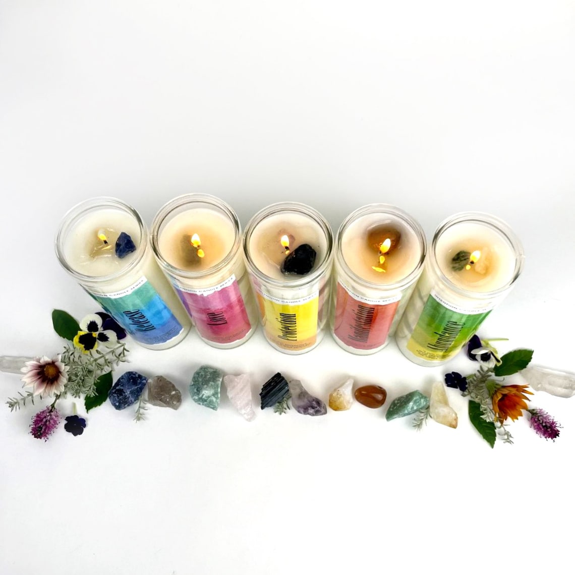 Manifestation Intention Candle Soy Candles with Crystals Etsy