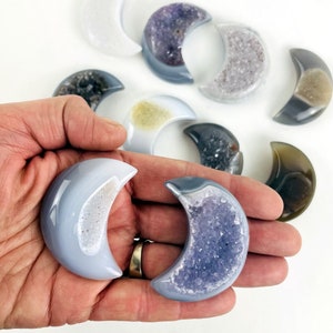 Agate Druzy Moon Cabochons (RK19B23)