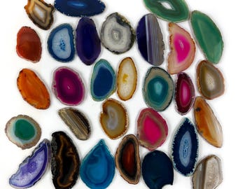 Agate Slices -Top Drilled - Size #0 - Art Projects Supplies - Brazilian Agate ( 3Brownshelf)