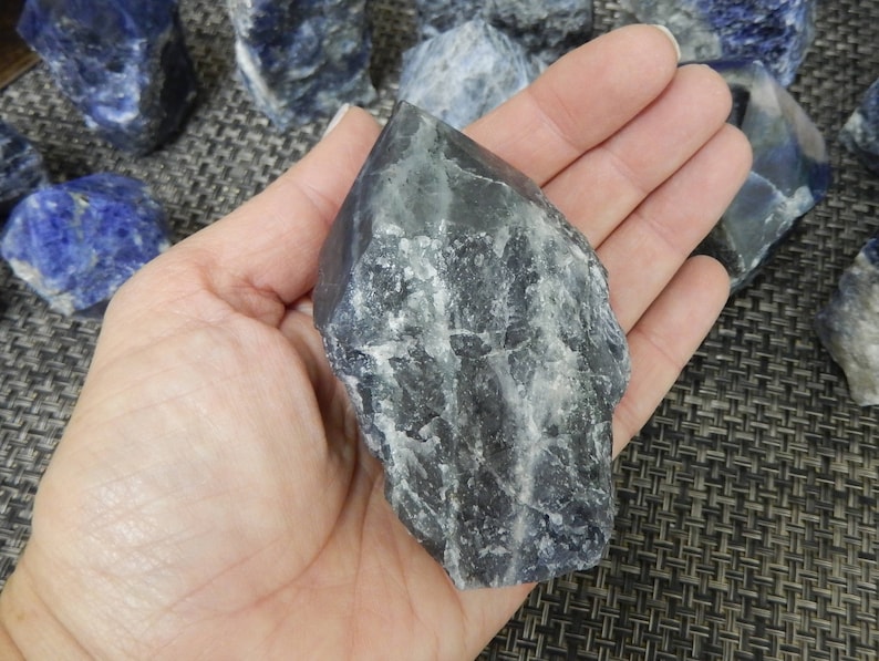 Sodalite Semi Polished Points Beautiful Blues with White Veining Choose By Weight Point-04 image 7