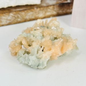 Peach Apophyllite and Stilbite Zeolite Crystal Cluster
