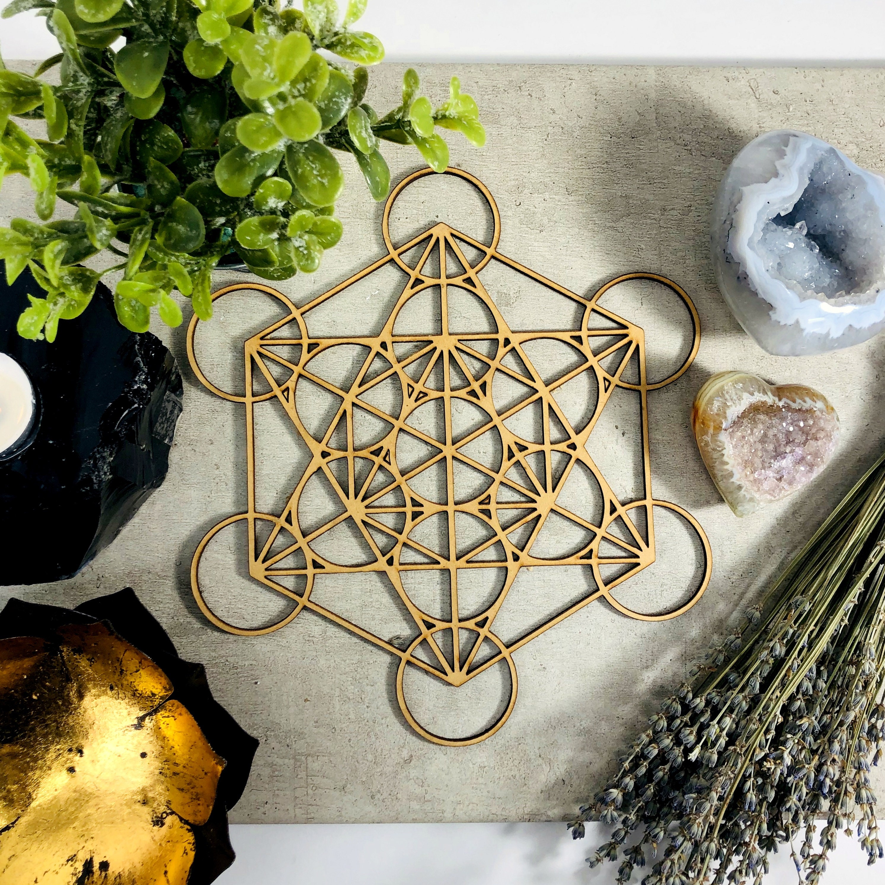 Crystal Grid Metatron Cube Wooden Grid Stocking Stuffer Christmas Gift