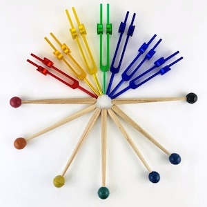 Chakra Tuning Fork Set with Mallet and Pouch