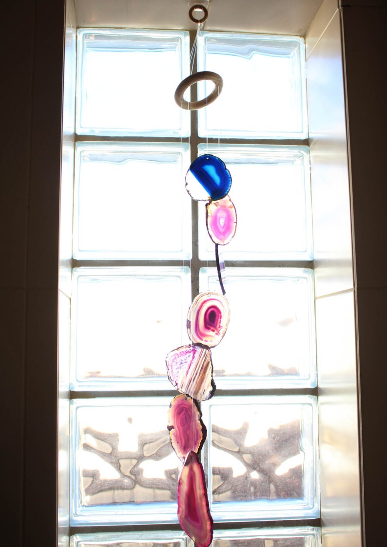 Agate Wind Chimes Mix Color Agate Slice Windchime Home Decór Spiritual Gift Crystal Collection OB2B10 image 2