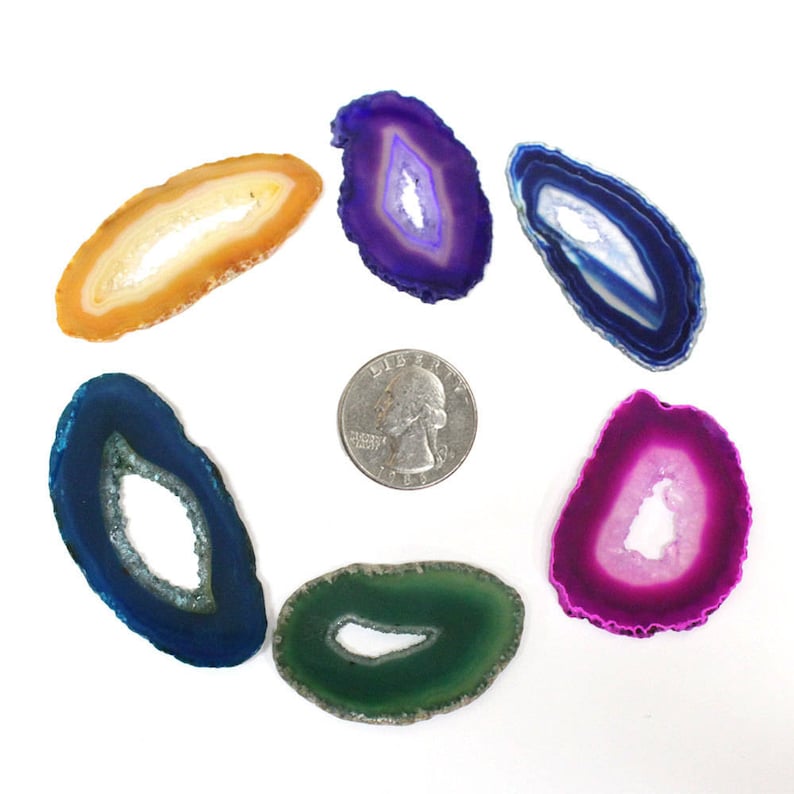 Agate Slice Extra Grade Open Druzy Center Pick your Colors Druzy Agates from Brazil 3BROWMSHEL image 3