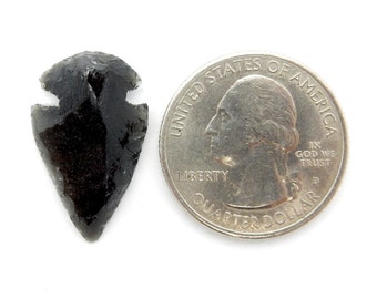 Black Obsidian Arrowhead Pendants - Black Obisidan Arrow head Pendant Buy 5,10 or 25 pcs (10BROWNSHELF-89)