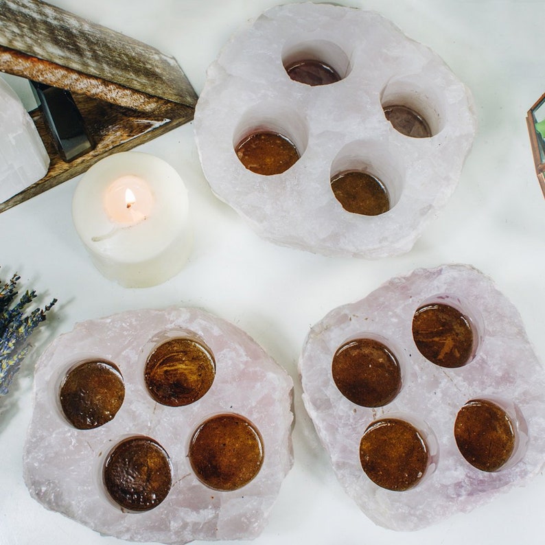 Rose Quartz Candle Holder 4 Votives HW222 Etsy