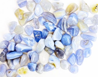 Blue Lace Agate Small Tumbled Stones - 1/2 lb or 1 lb (TS-183)