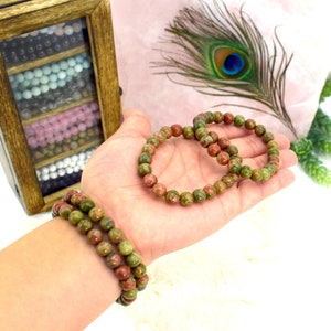 Unakite Crystal Mala Bead Bracelets Stretch Bracelets