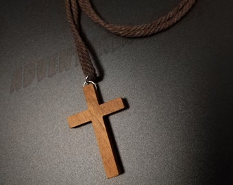 NEW Wooden Cross Pendant and 100% Cotton Soft Yarn String Handmade Humble Symbolism
