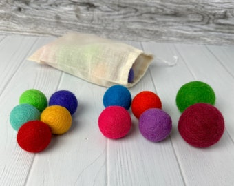 Mixed Size Bag of Felted Balls Bag of 11 by Simply B Vermont