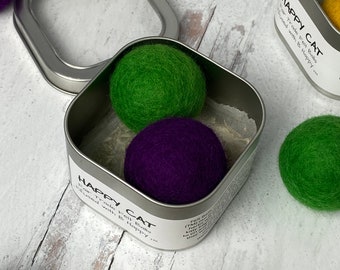 Jumbo-Sized Catnip Infused Felted Balls with Recharging Tin by Simply B Vermont