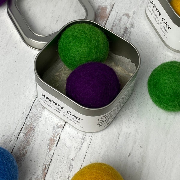 Jumbo-Sized Catnip Infused Felted Balls with Recharging Tin by Simply B Vermont