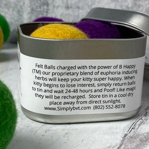 Jumbo-Sized Catnip Infused Felted Balls with Recharging Tin by Simply B Vermont image 7