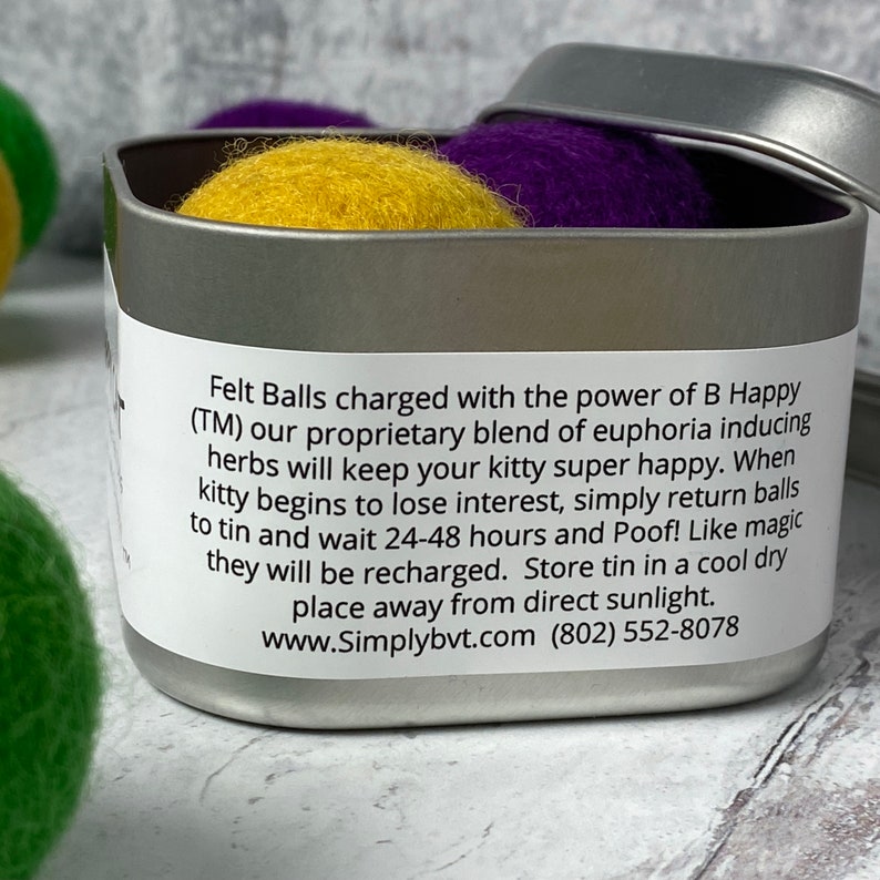 Jumbo-Sized Catnip Infused Felted Balls with Recharging Tin by Simply B Vermont image 7