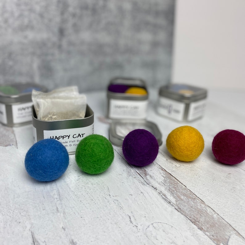 Jumbo-Sized Catnip Infused Felted Balls with Recharging Tin by Simply B Vermont image 2