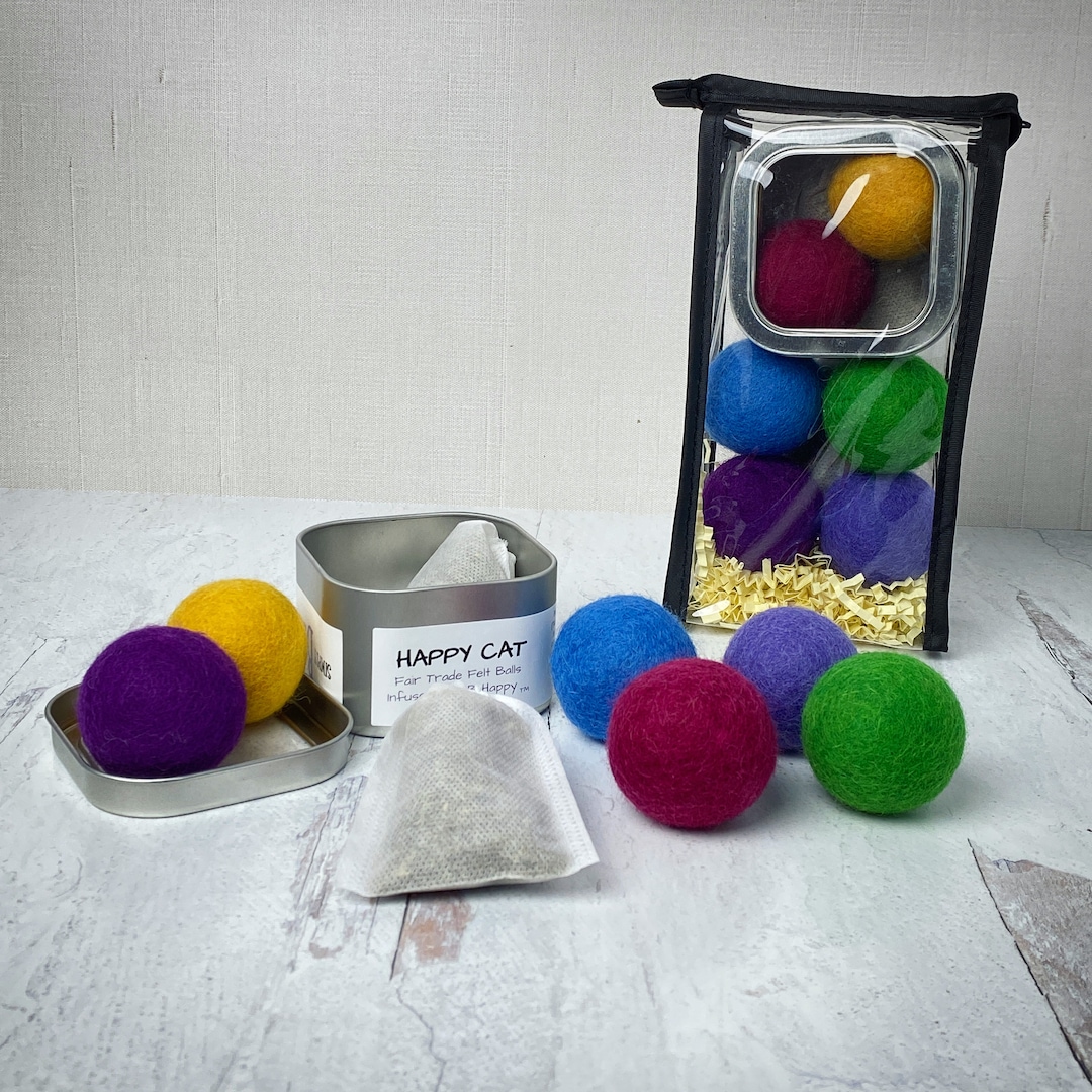 Cat Toy Gift Set Catnip Infused Felted Balls in Tin With Refills by Simply B Vermont Etsy