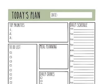 Planificador diario sencillo – PDF imprimible en formato A4 (Descarga digital)