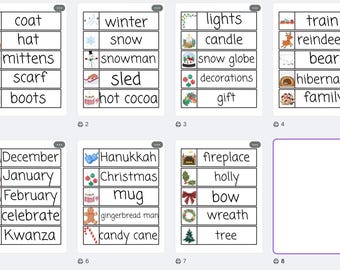 Preschool Word Wall Words- winter, Christmas, holiday