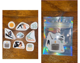 Handmade vinyl sticker packs- yoga, meditation