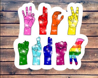 Pegatinas en lenguaje de signos anti-Trump – Sátira política, paquete de humor