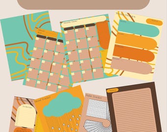Planejador Retrô | Diário, Semanal e Mensal com Rastreador de Hábitos (Modelo em Canva + PDF)