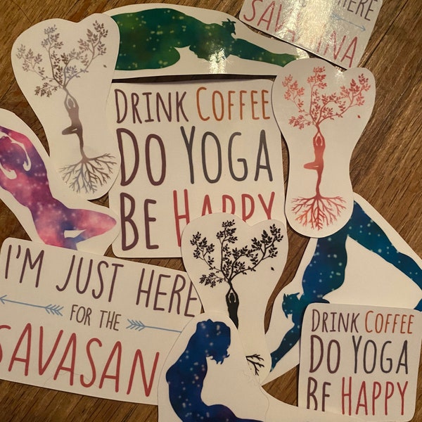 Handmade vinyl stickers- yoga, chakras
